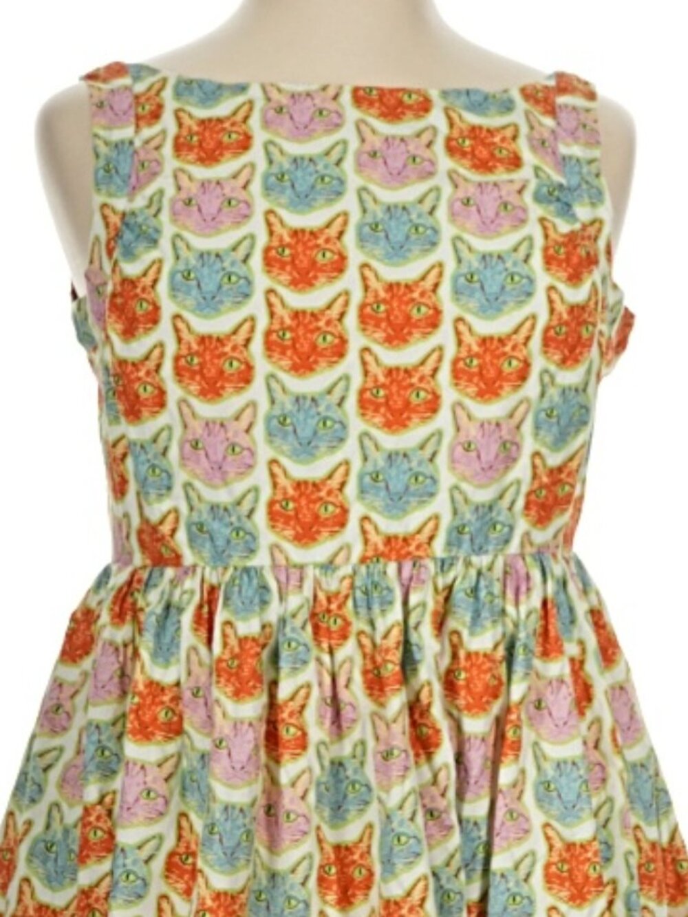 Modcloth Saint Geraldine "The Moment is Meow" Fit Flare Dress Cat Print - Picture 4 of 7